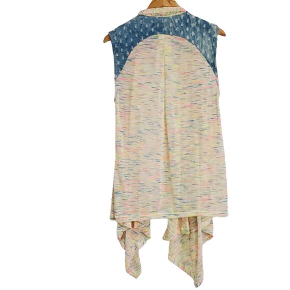 Very J Cardigan Vest Top Chambray Heather Neon Tie Large NWT - Picture 3 of 9